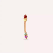 Rod Multicolor Safir Taşlı Rose Altın Piercing