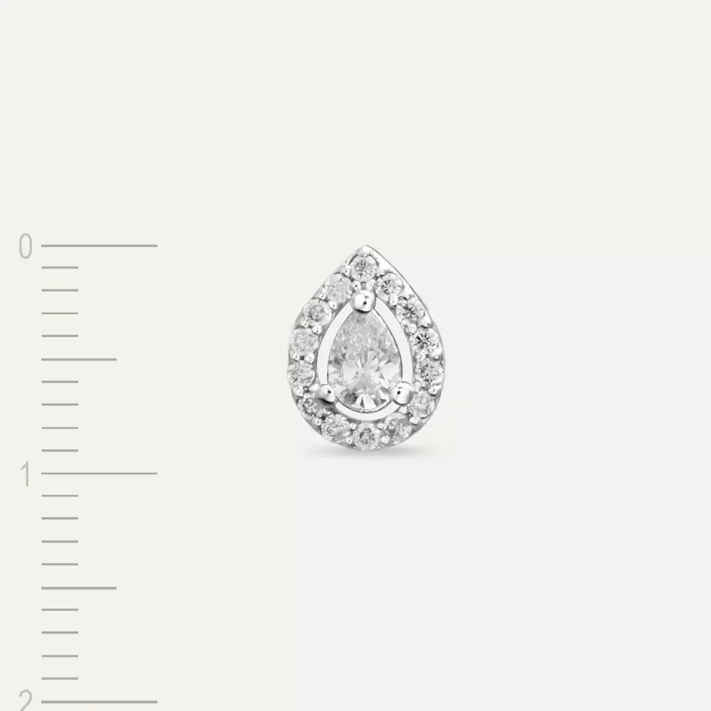 Rosa Pırlanta Taşlı Beyaz Altın Tek Küpe