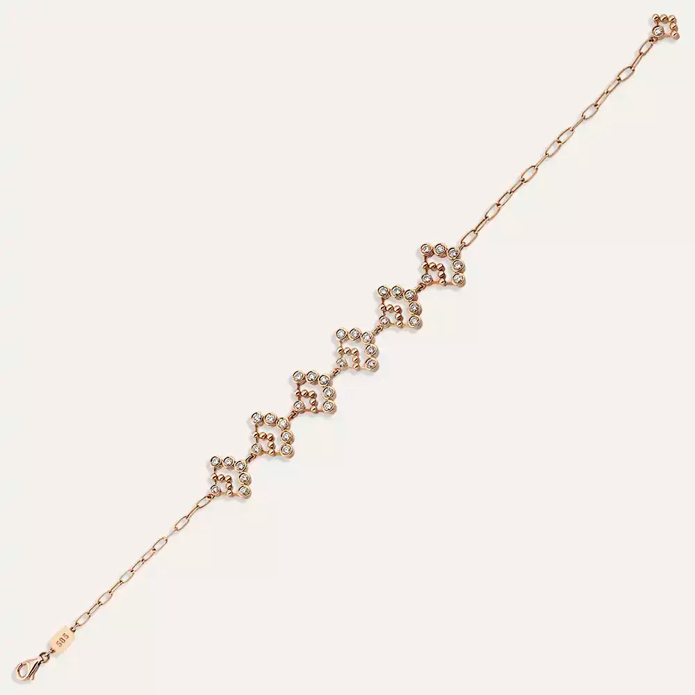 Rosary Pırlanta Taşlı Rose Altın Bileklik