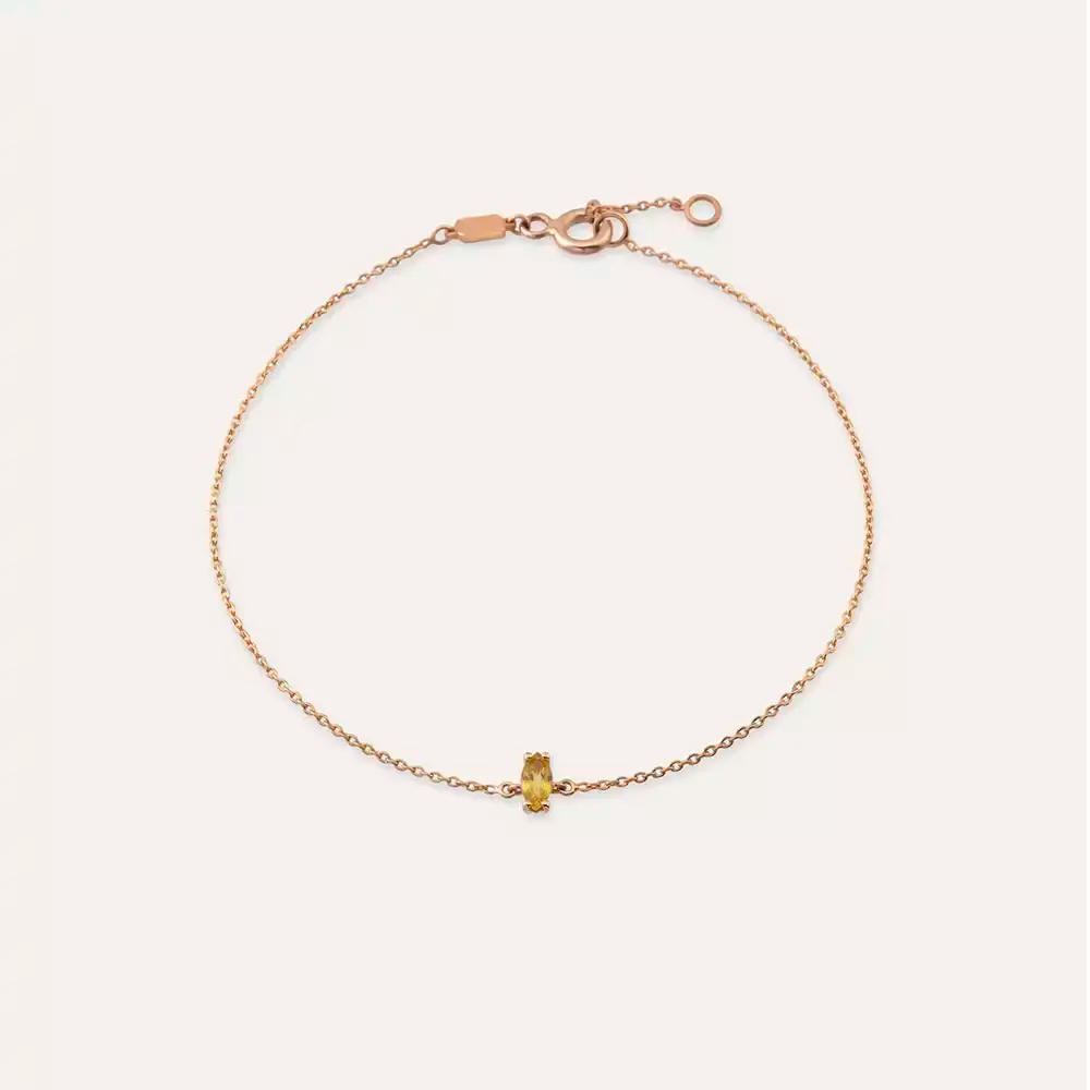 Rosy Yellow Safir Taşlı Rose Altın Bileklik