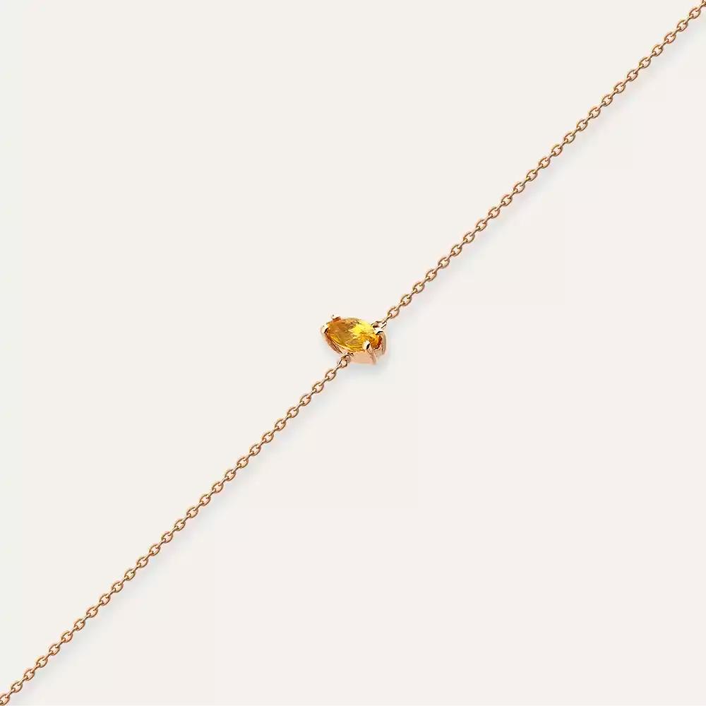 Rosy Yellow Safir Taşlı Rose Altın Bileklik