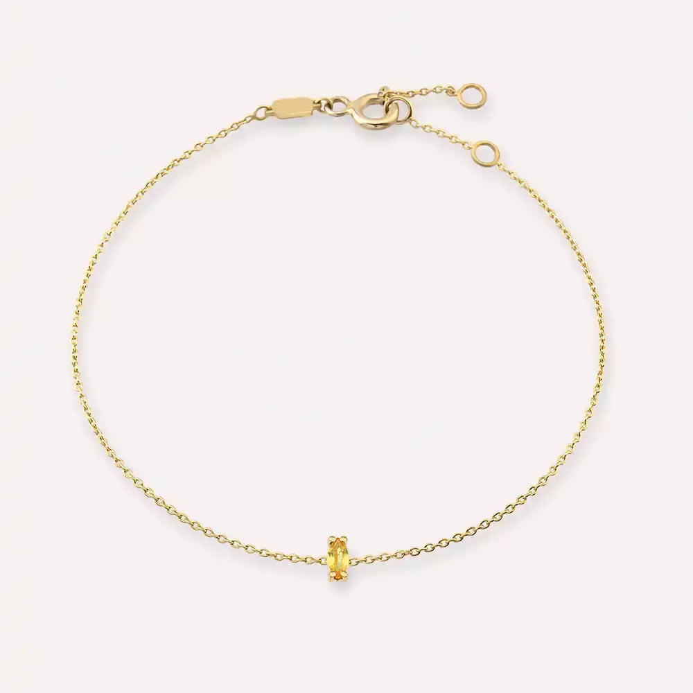 Rosy Yellow Safir Taşlı Sarı Altın Bileklik