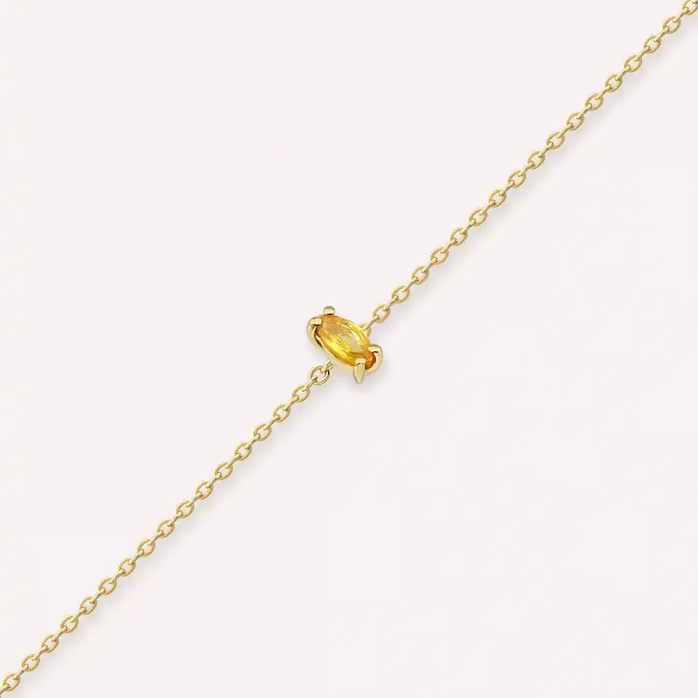 Rosy Yellow Safir Taşlı Sarı Altın Bileklik