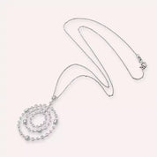 Round Pırlanta Taşlı Beyaz Altın Kolye