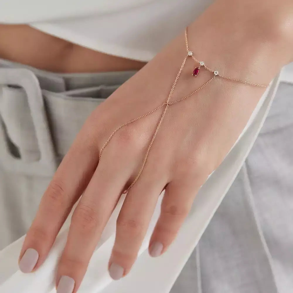 Roya Yakut ve Pırlanta Taşlı Şahmeran Bileklik