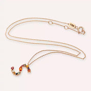S Harf Brown Pırlanta ve Multicolor Safir Taşlı Rose Altın Kolye