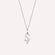 Ş Harf Pırlanta Taşlı Beyaz Altın Kolye