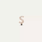 Ş Harf Pırlanta Taşlı Rose Altın Tek Küpe