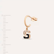 S Harf Siyah Mineli ve Pırlanta Taşlı Tek Küpe