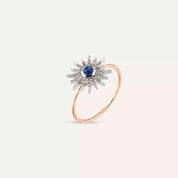 Safir ve Brown Pırlanta Taşlı Rose Altın Yüzük