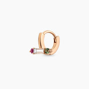 Sara  Baget Pırlanta, Purple ve Green Safir Taşlı Rose Altın Halka Piercing
