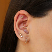 Sarı Altın Pırlanta Taşlı Harf Piercing