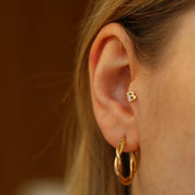 Sarı Altın Pırlanta Taşlı Harf Piercing