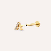 Sarı Altın Pırlanta Taşlı Harf Piercing