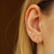 Sarı Altın Pırlanta Taşlı Harf Piercing