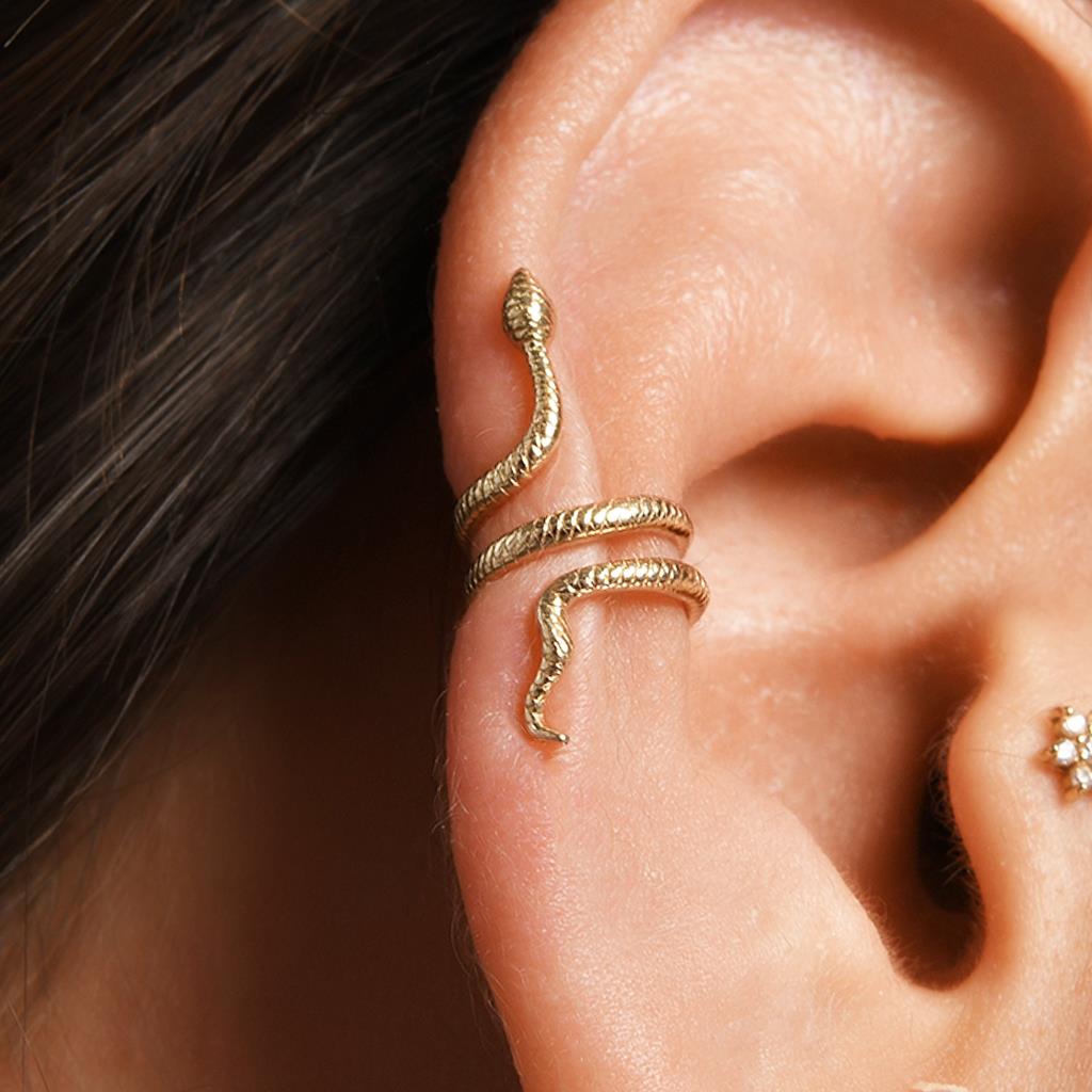 Sarmal Yılan Altın Earcuff