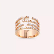 Scrape 0.88 CT Baget Kesim Pırlanta Taşlı Rose Altın Yüzük