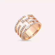 Scrape 0.88 CT Baget Kesim Pırlanta Taşlı Rose Altın Yüzük