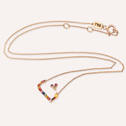 ﺙ Se Harf 1.65 CT Pırlanta ve Multicolor Safir Taşlı Rose Altın Kolye