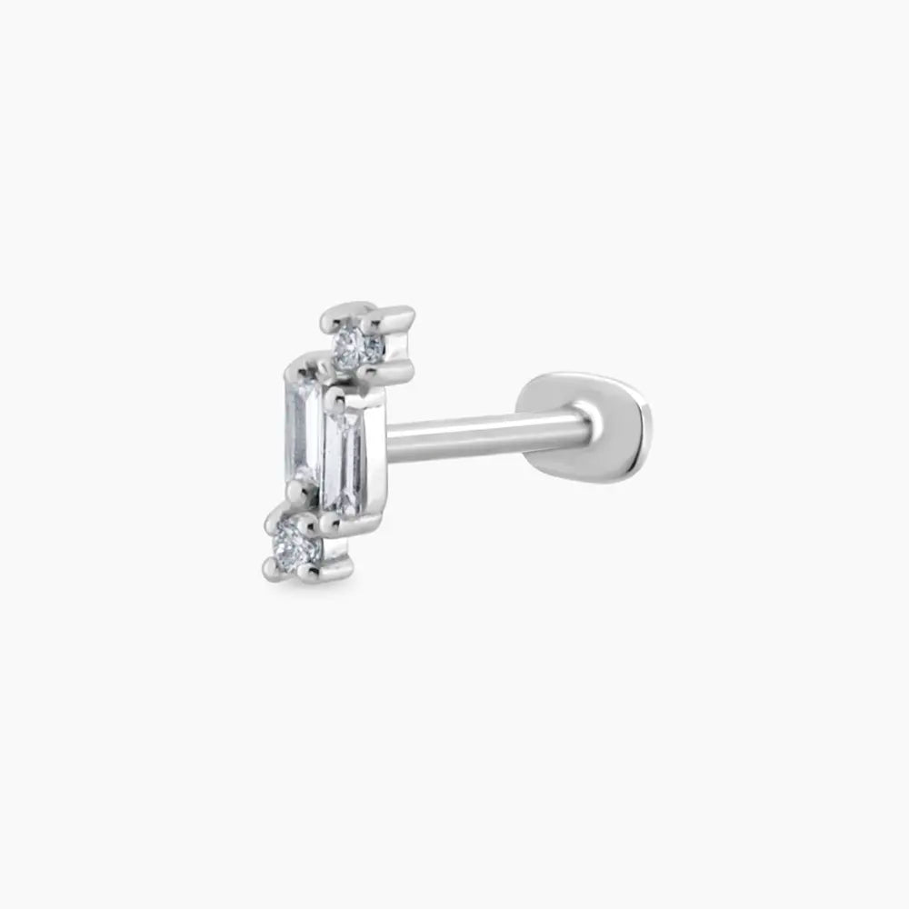 Seed 0.05 CT Baget Pırlanta Taşlı Beyaz Altın Piercing