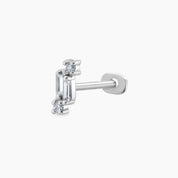 Seed 0.05 CT Baget Pırlanta Taşlı Beyaz Altın Piercing