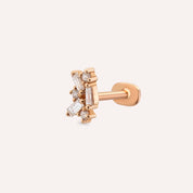 Seed 0.09 CT Baget Pırlanta Taşlı Rose Altın Piercing