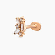 Seed 0.09 CT Baget Pırlanta Taşlı Rose Altın Piercing