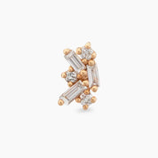 Seed 0.09 CT Baget Pırlanta Taşlı Rose Altın Piercing