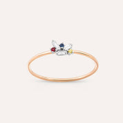 Seed 0.09 CT Multicolor Safir ve Baget Pırlanta Taşlı Yüzük