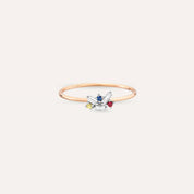Seed 0.09 CT Multicolor Safir ve Baget Pırlanta Taşlı Yüzük