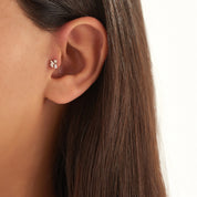 Seed 0.10 CT Baget Pırlanta Taşlı Rose Altın Piercing