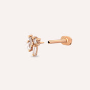 Seed 0.10 CT Baget Pırlanta Taşlı Rose Altın Piercing