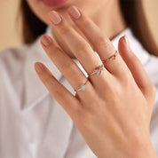 Seed 0.14 CT Multicolor Safir ve Baget Pırlanta Taşlı Yüzük