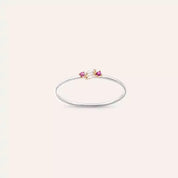 Seed 0.07 CT Pink Safir ve Baget Pırlanta Taşlı Yüzük