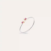 Micra  0.07 CT Pink Safir ve Baget Pırlanta Taşlı Yüzük