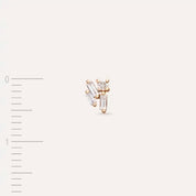 Seed 0.08 CT Baget Pırlanta Taşlı Rose Altın Mini Tek Küpe