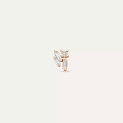 Seed 0.08 CT Baget Pırlanta Taşlı Rose Altın Mini Tek Küpe