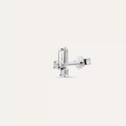 Seed 0.09 CT Baget Pırlanta Taşlı Beyaz Altın Mini Tek Küpe