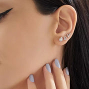 Micra 0.09 CT Baget Pırlanta Taşlı Beyaz Altın Mini Tek Küpe