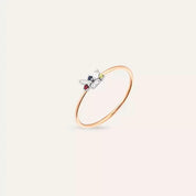 Seed 0.09 CT Multicolor Safir ve Baget Pırlanta Taşlı Yüzük