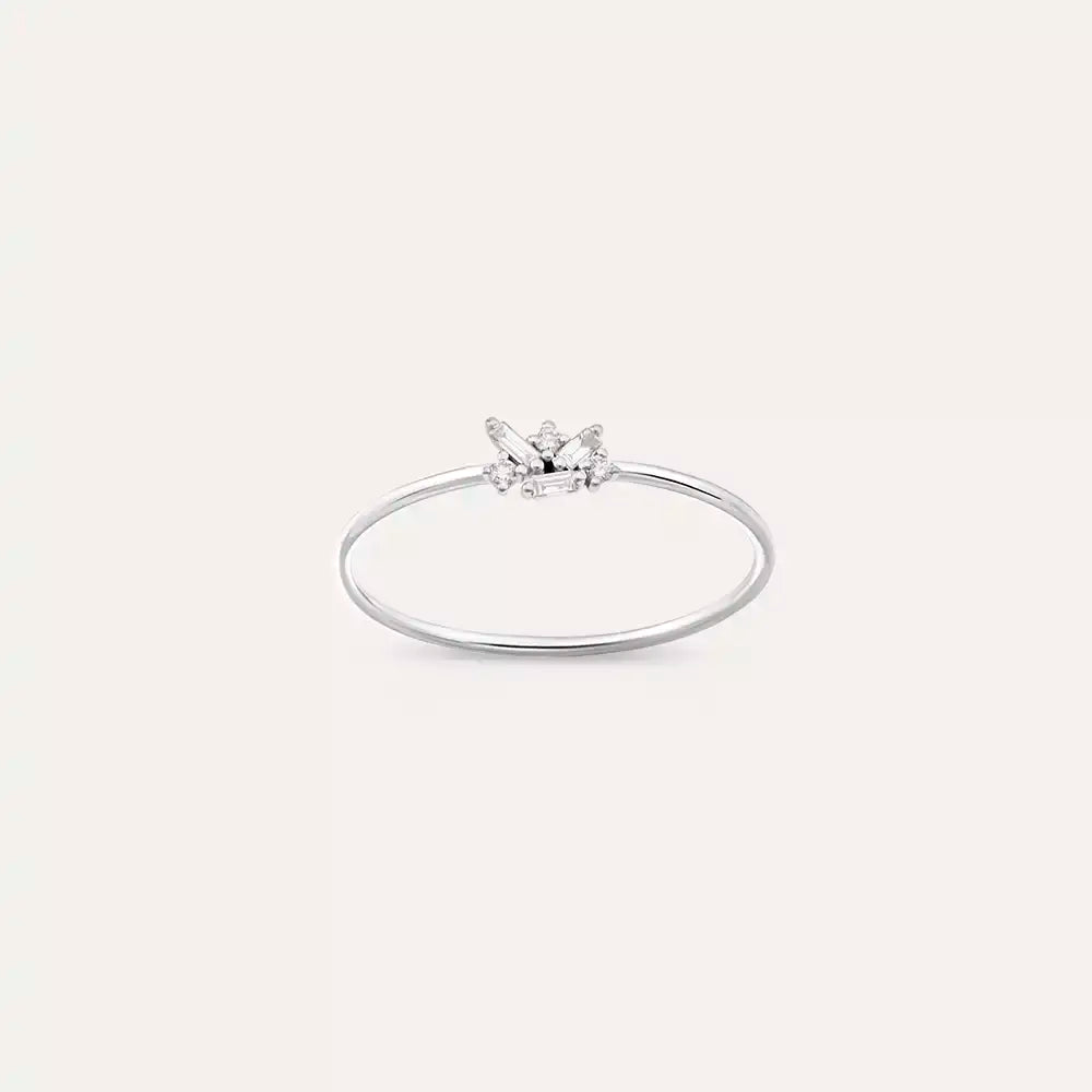 Micra 0.10 CT Baget Pırlanta Taşlı Beyaz Altın Yüzük