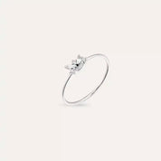 Seed 0.10 CT Baget Pırlanta Taşlı Beyaz Altın Yüzük