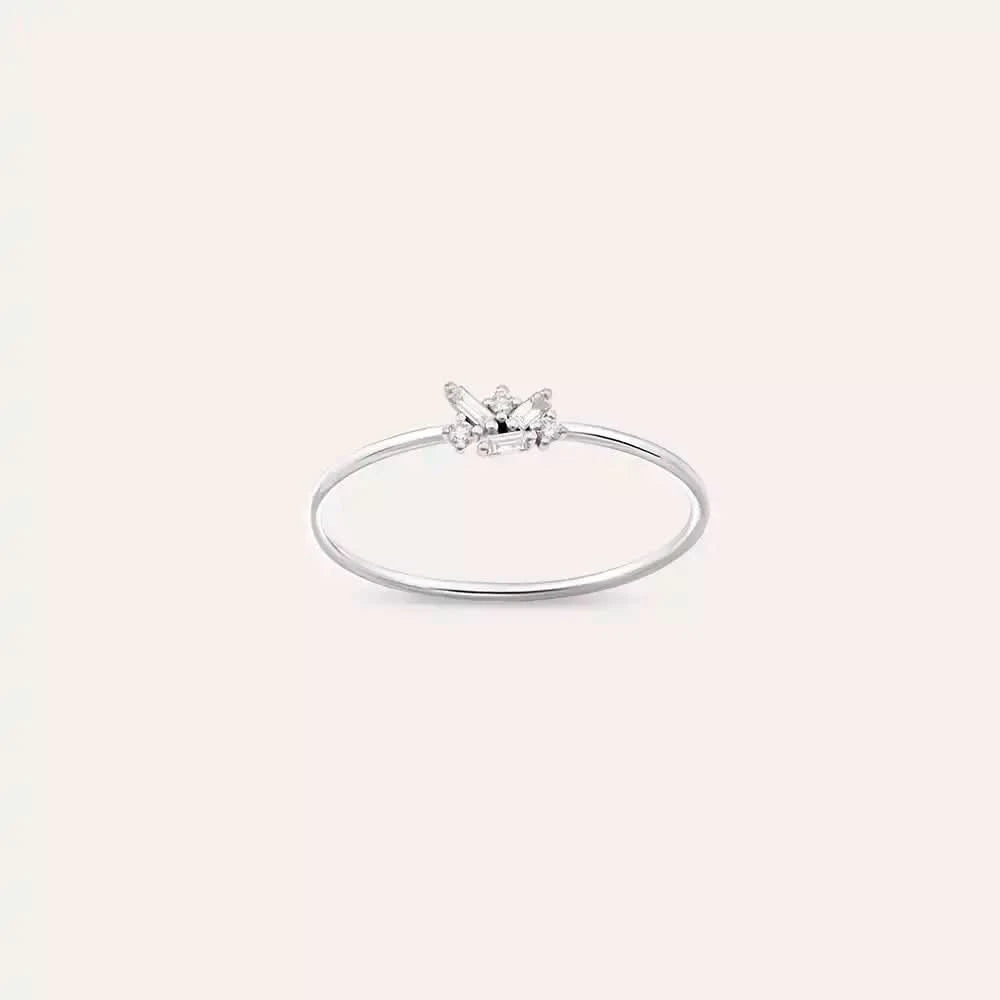 Seed 0.10 CT Baget Pırlanta Taşlı Beyaz Altın Yüzük