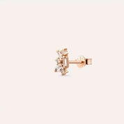 Seed 0.10 CT Baget Pırlanta Taşlı Rose Altın Mini Tek Küpe