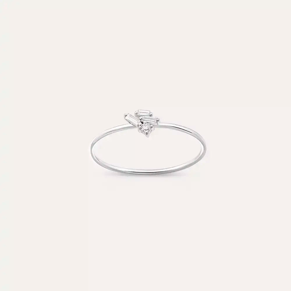 Micra 0.11 CT Baget Pırlanta Taşlı Beyaz Altın Yüzük