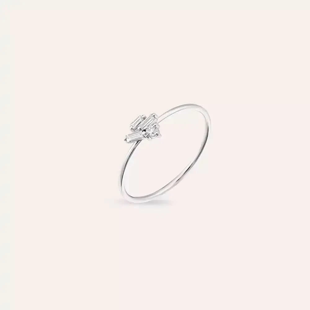 Seed 0.11 CT Baget Pırlanta Taşlı Beyaz Altın Yüzük