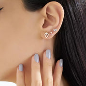 Micra  0.13 CT Baget Pırlanta Taşlı Beyaz Altın Mini Tek Küpe