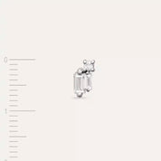 Seed 0.13 CT Baget Pırlanta Taşlı Beyaz Altın Mini Tek Küpe