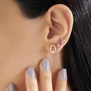 Seed 0.14 CT Baget Pırlanta Taşlı Rose Altın Mini Tek Küpe