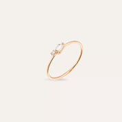 Micra  0.14 CT Baget Pırlanta Taşlı Rose Altın Yüzük